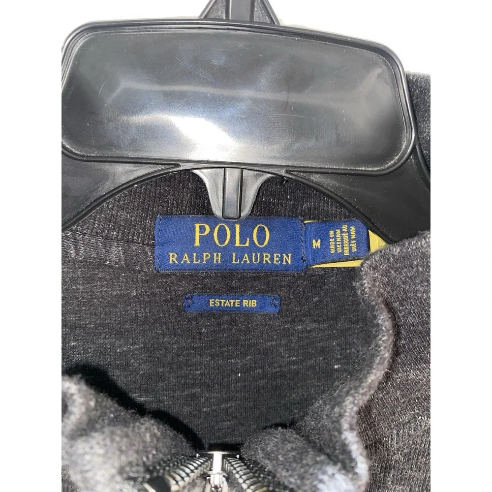 Polo Ralph Lauren Estate Rib Heathered Charcoal‎ 1/4 Zip Pullover Mens Medium